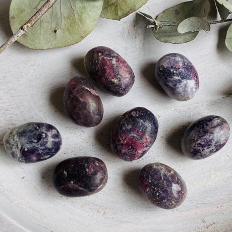 Pegmatite "Unicorn Stone" (Pink Tourmaline, Lepidolite, Smokey Quartz) tumbled stone TS-PEG - Nature's Magick