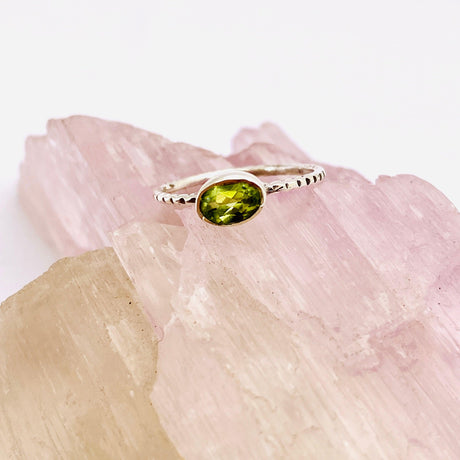 Peridot Oval Faceted Fine Band Ring R3750-PE - Nature's Magick