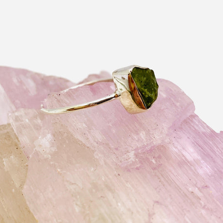 Peridot Raw Crystal Fine Band Ring R3701-PE - Nature's Magick