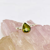 Peridot Teardrop Faceted Fine Band Ring R3691-PE - Nature's Magick