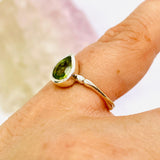 Peridot Teardrop Faceted Fine Band Ring R3691-PE - Nature's Magick
