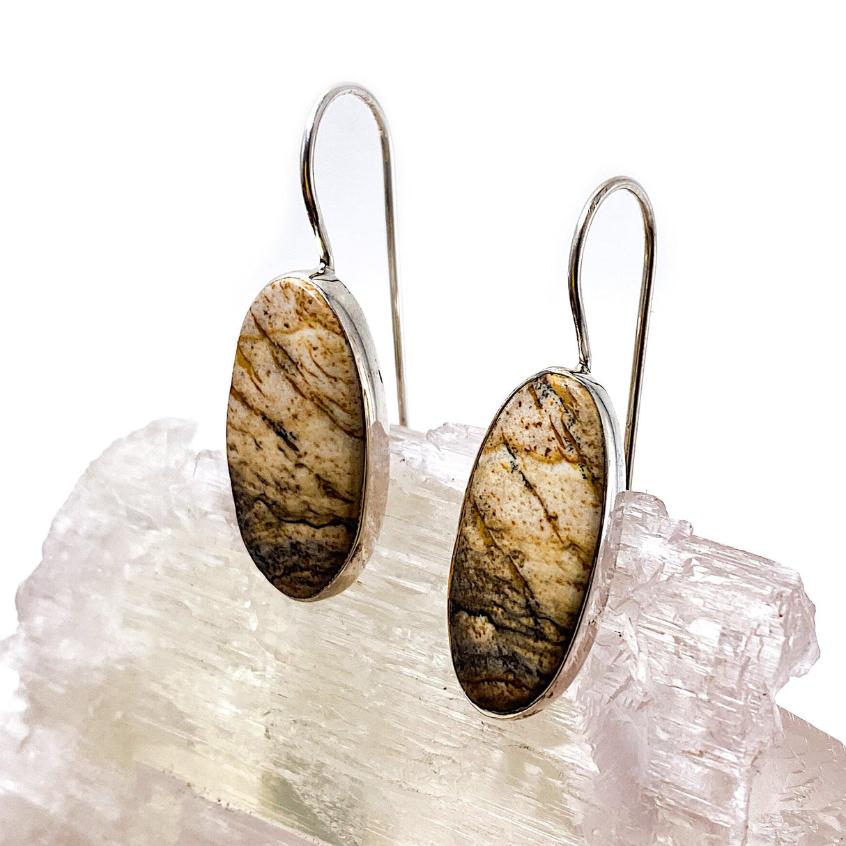 Picture Jasper oval cabochon earrings KEGJ531 - Nature's Magick