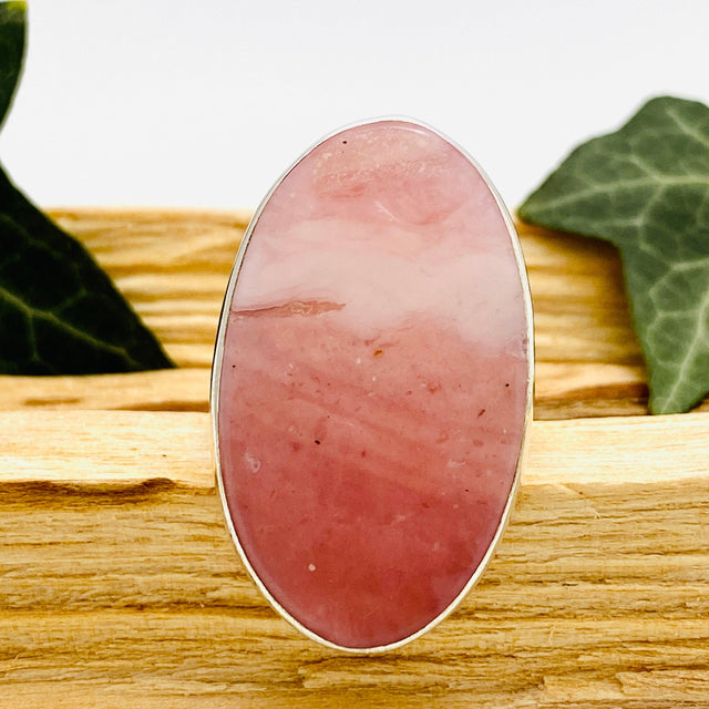 Pink Opal oval cabochon ring with split band s.11 KRGJ1597 - Nature's Magick