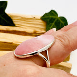 Pink Opal oval cabochon ring with split band s.11 KRGJ1597 - Nature's Magick