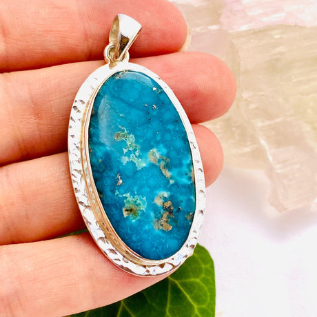 Pyrite and Turquoise oval cabochon pendant with detailed setting KPGJ2543 - Nature's Magick