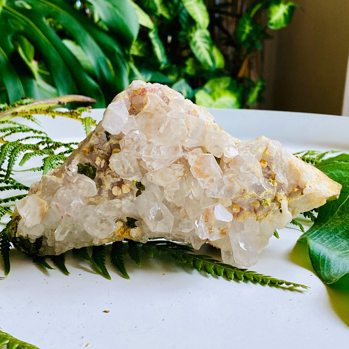 Quartz Cluster with Epidote QEPE-01 - Nature's Magick