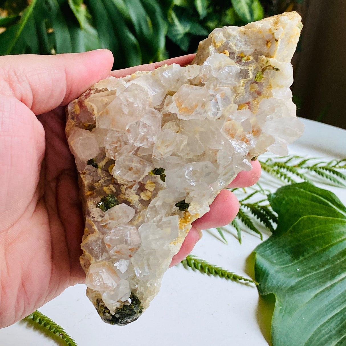 Quartz Cluster with Epidote QEPE-01 - Nature's Magick