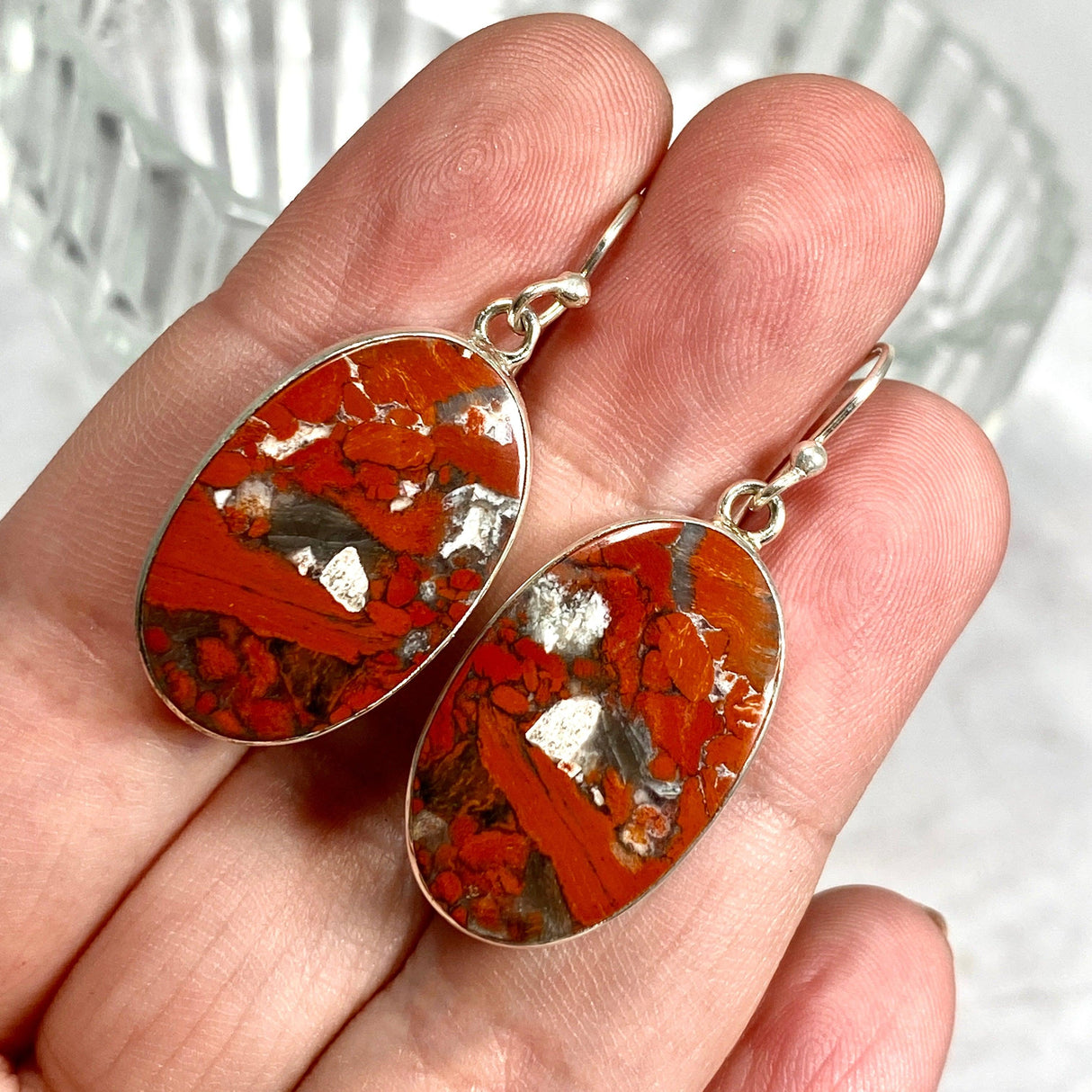 Red Jasper oval earrings KEGJ1159 - Nature's Magick