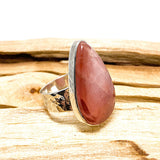Rhodochrosite teardrop cabochon ring with beaten band s.7.5 KRGJ461 - Nature's Magick