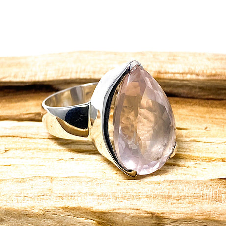 Rose quartz faceted teardrop ring s.6.5 KRGJ1140 - Nature's Magick