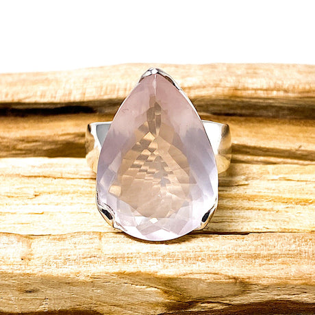 Rose quartz faceted teardrop ring s.9.5 KRGJ1144 - Nature's Magick