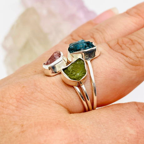 Rose Quartz Raw Crystal Fine Band Ring R3701-RQ - Nature's Magick