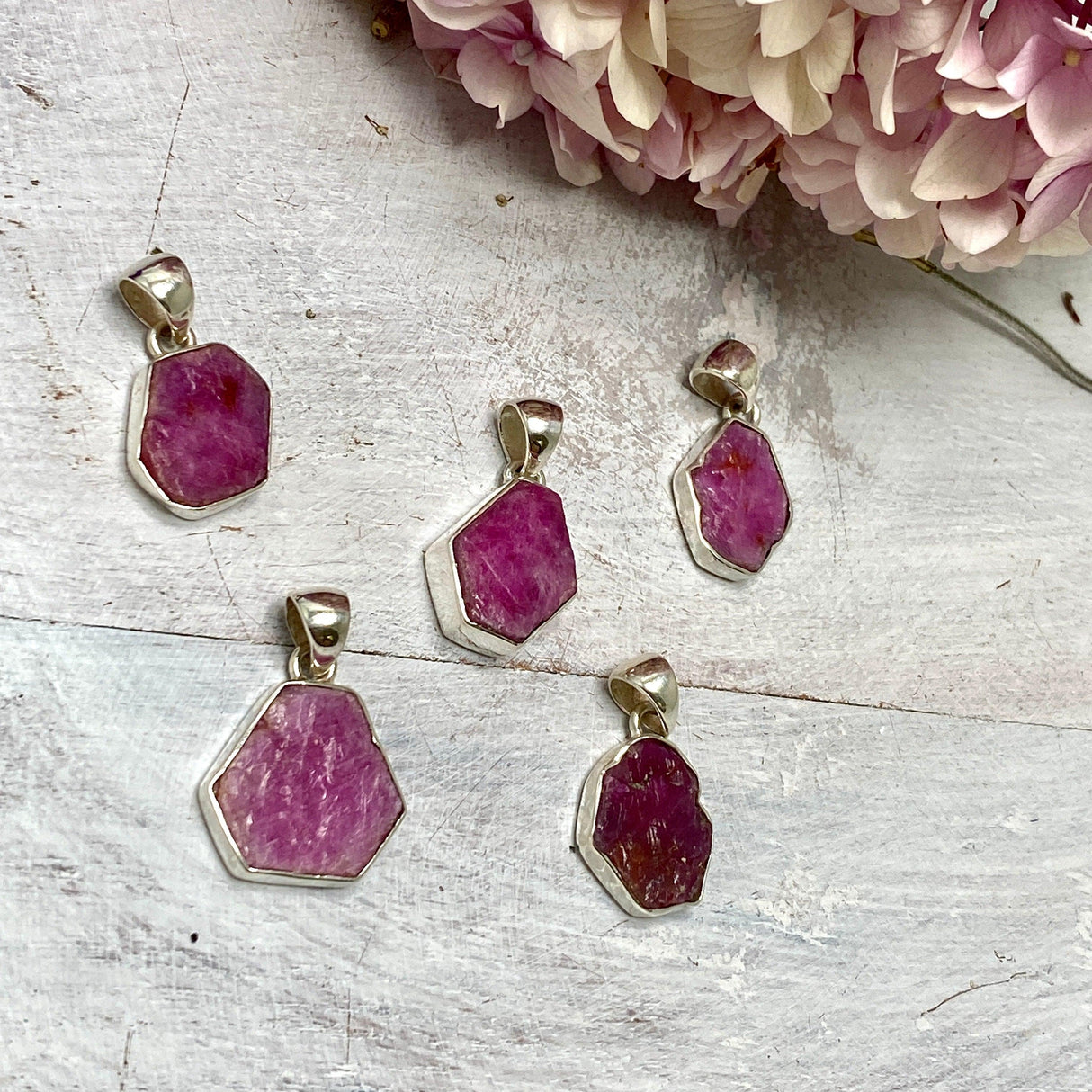 Ruby Raw Hexagonal Pendant KPGJ3341 - Nature's Magick