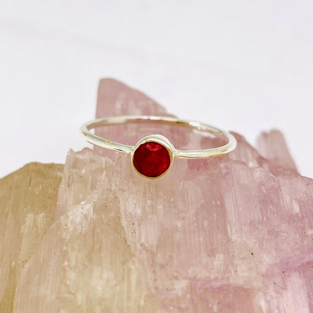 Ruby Round Faceted Fine Band RingR3754-RU - Nature's Magick