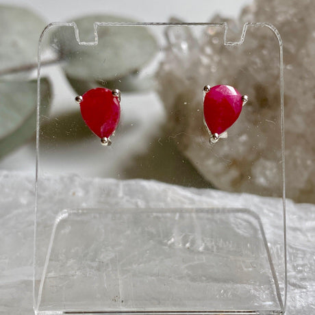 Ruby teardrop stud earrings KEGJ1037 - Nature's Magick