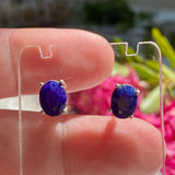 Sapphire Oval Faceted Stud Earrings KEGJ1109 - Nature's Magick