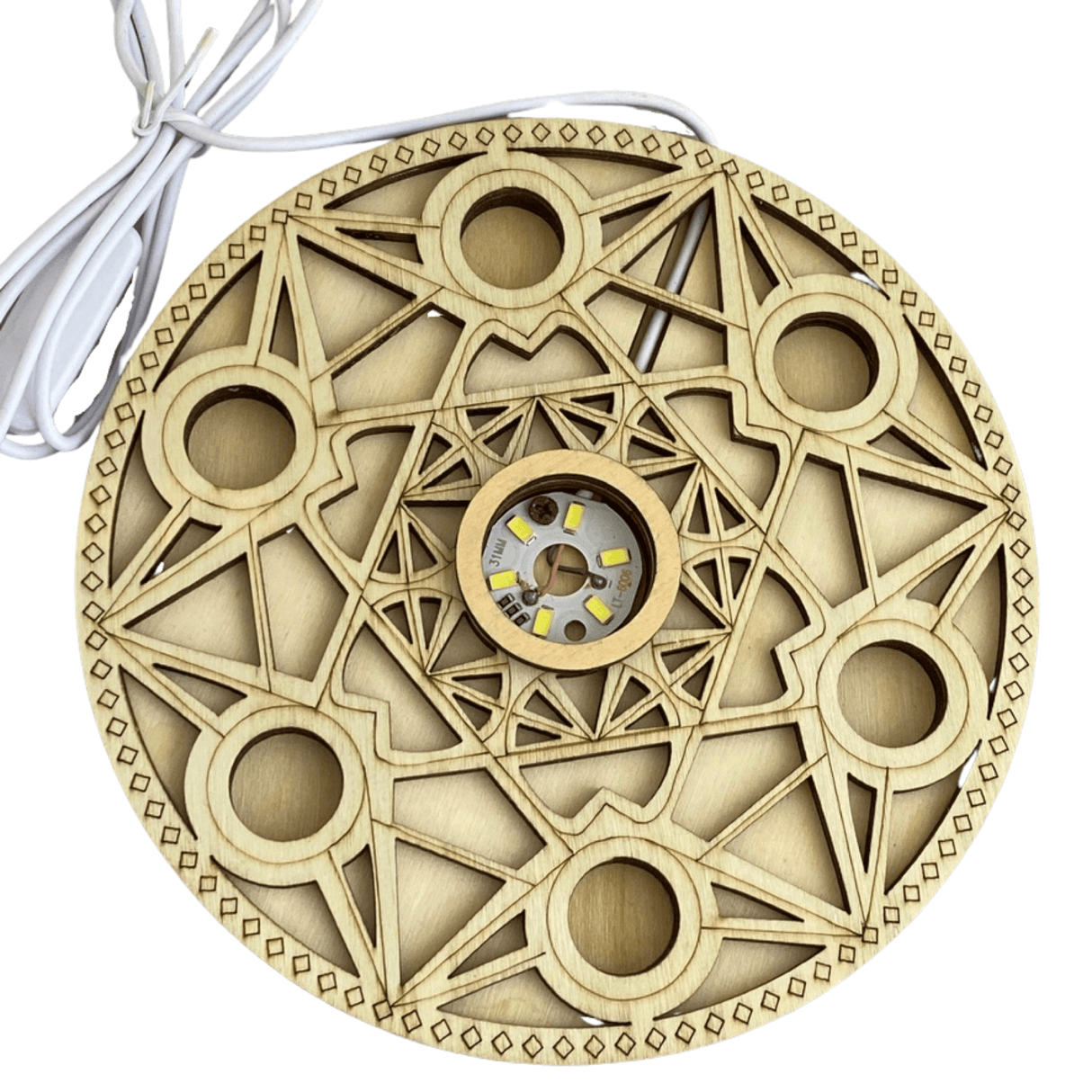 Sphere stand - Wooden merkaba LED light DSD-15 - Nature's Magick