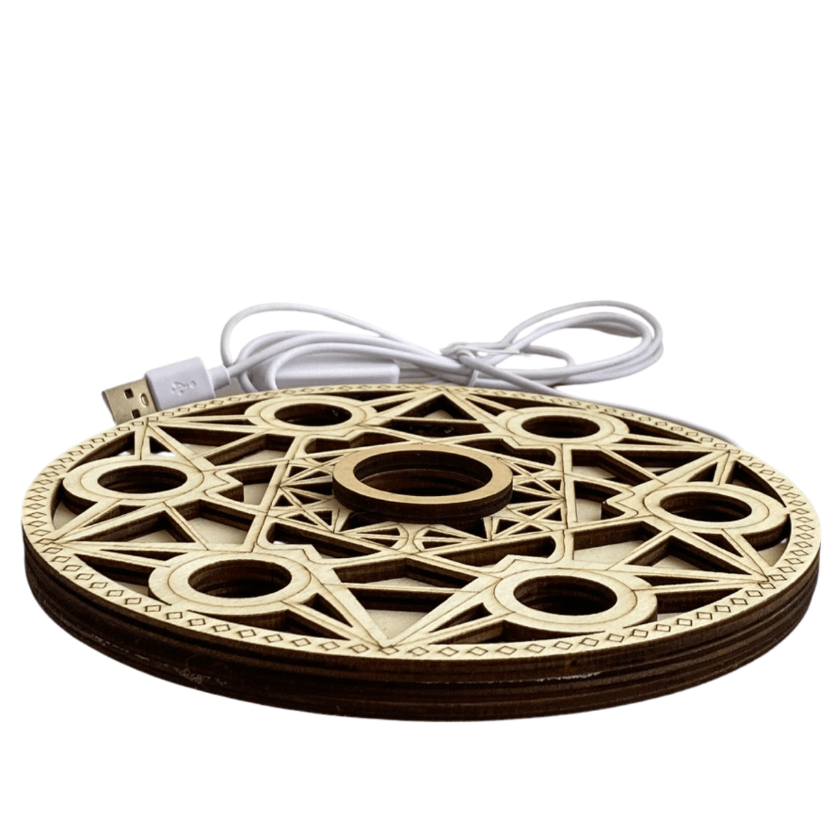 Sphere stand - Wooden merkaba LED light DSD-15 - Nature's Magick