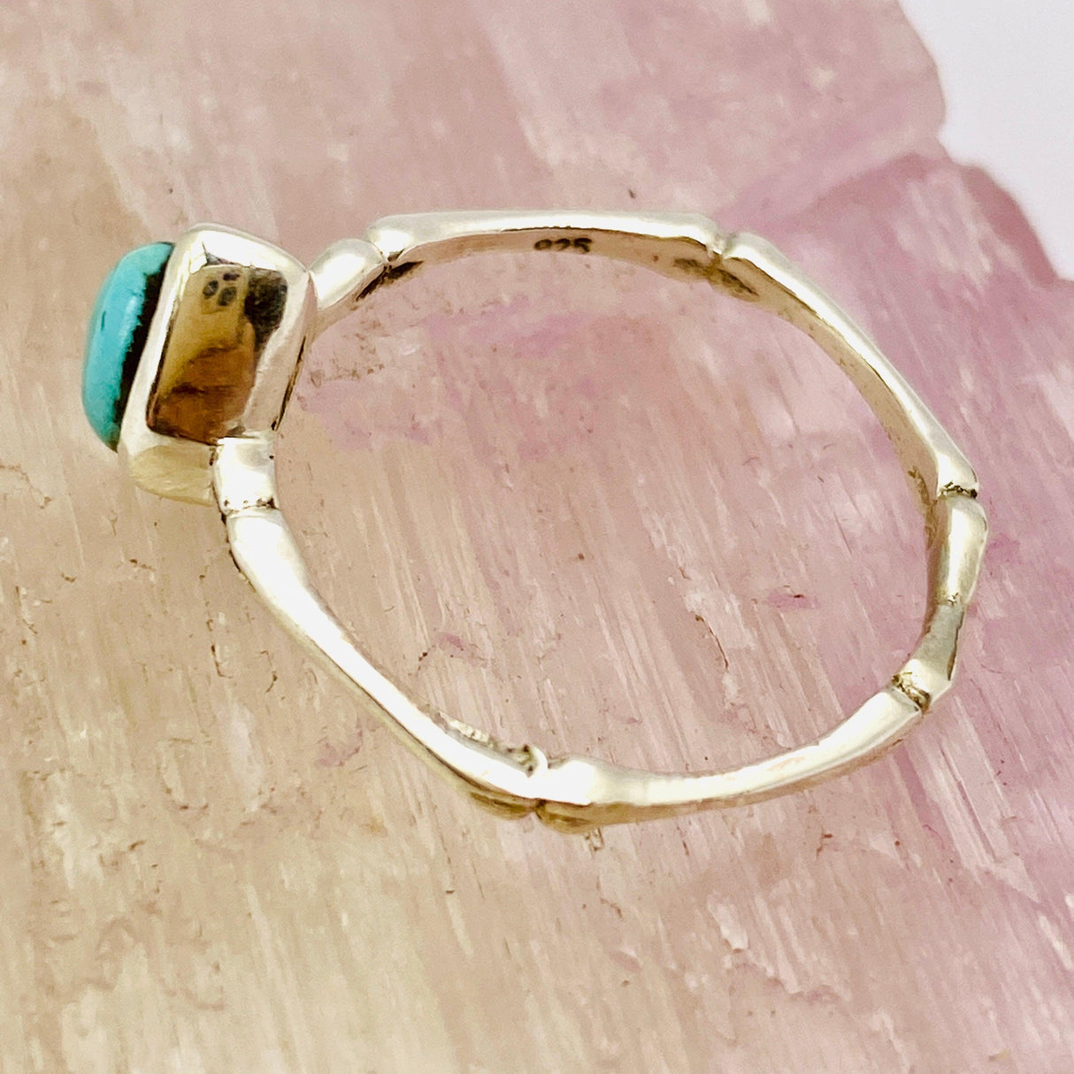 Turquoise Cabochon Teardrop Fine Band Ring R3691-TU - Nature's Magick