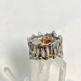 Orange Kyanite cushion cut with Tourmaline and Sapphire Designer ring Size 8 GRA580