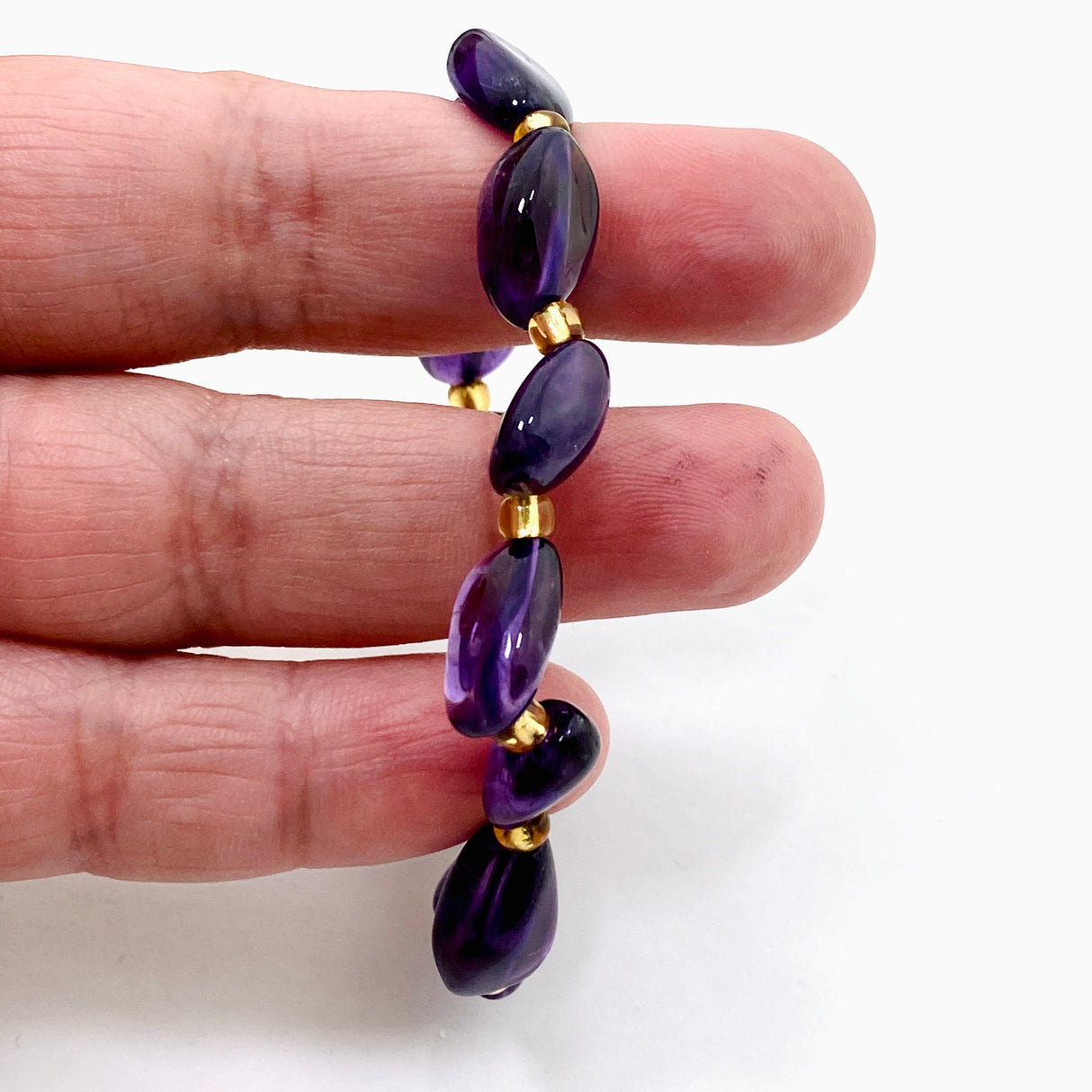 Amethyst Nugget Bracelet with Gold Bead