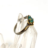 Emerald 925 silver with 18ct gold plate ring Size 8 GRA-01