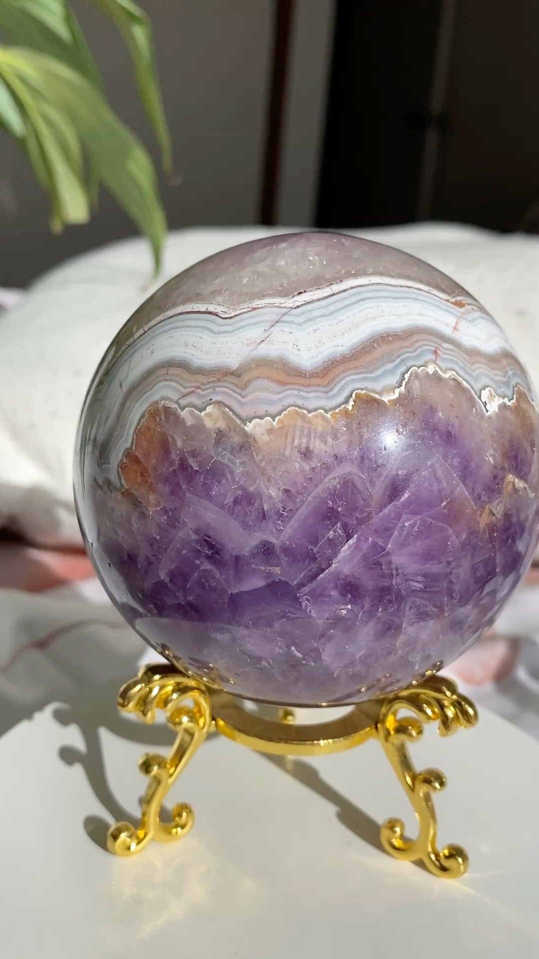 Amethyst & Banded Agate Crystal Sphere 983g AMAS-01 |