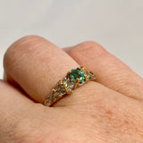 Emerald & Sapphire with 925 silver 18ct gold ring size 7 GRA78