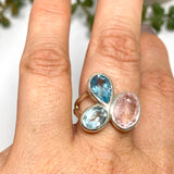 Morganite and Blue Topaz Multi-stone Faceted Ring Size 8 PRGJ618