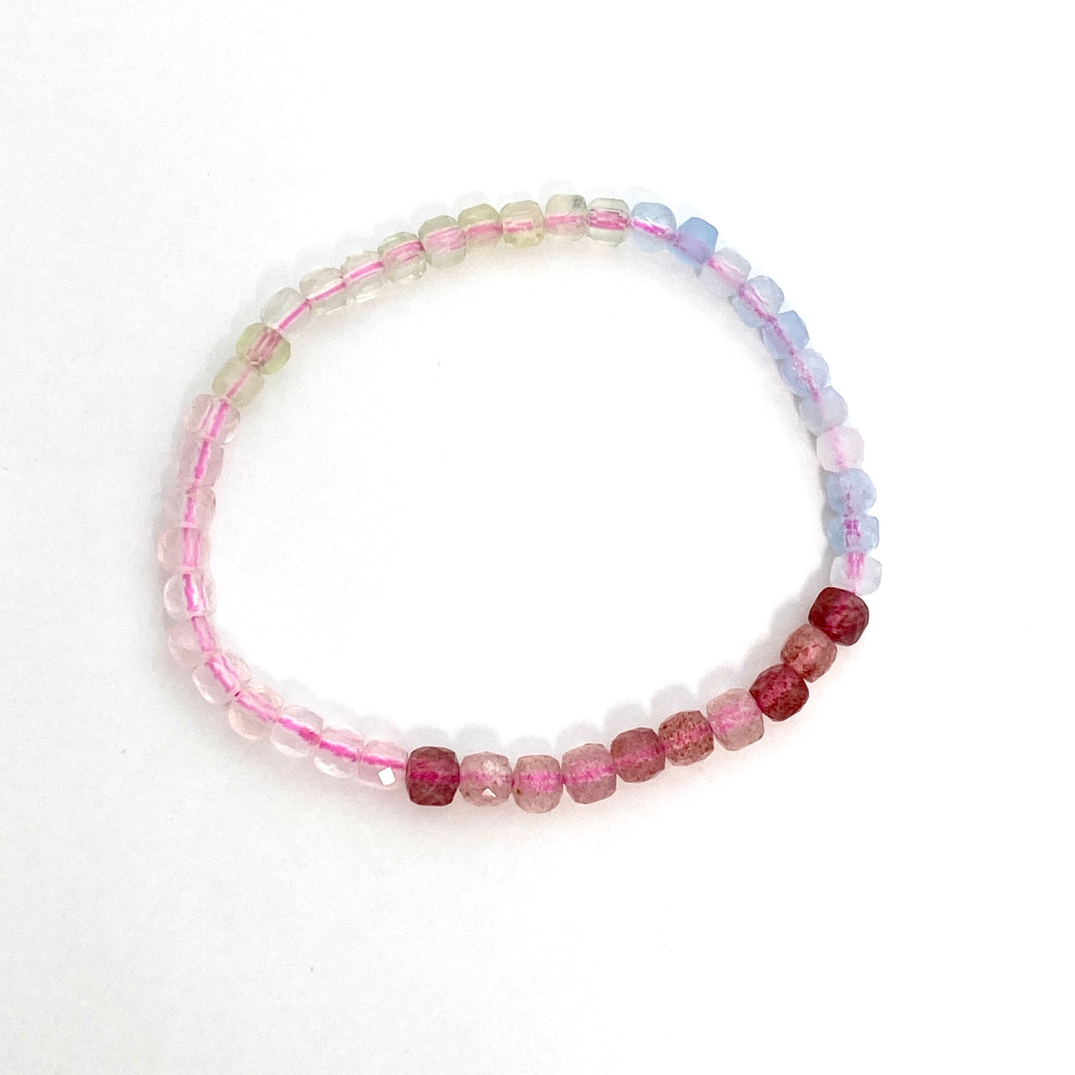 Faceted Square Gemstone Bracelet 3-4mm