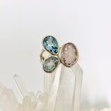 Morganite and Blue Topaz Multi-stone Faceted Ring Size 8 PRGJ618