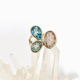 Morganite and Blue Topaz Multi-stone Faceted Ring Size 8 PRGJ618