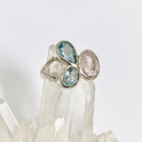 Morganite and Blue Topaz Multi-stone Faceted Ring Size 8 PRGJ618