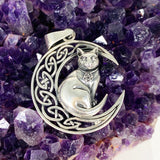 925 SS Cat & Moon Pendant 37x27mm SV50-967 - Nature's Magick