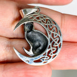 925 SS Cat & Moon Pendant 37x27mm SV50-967 - Nature's Magick