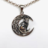 925 SS Cat & Moon Pendant 37x27mm SV50-967 - Nature's Magick