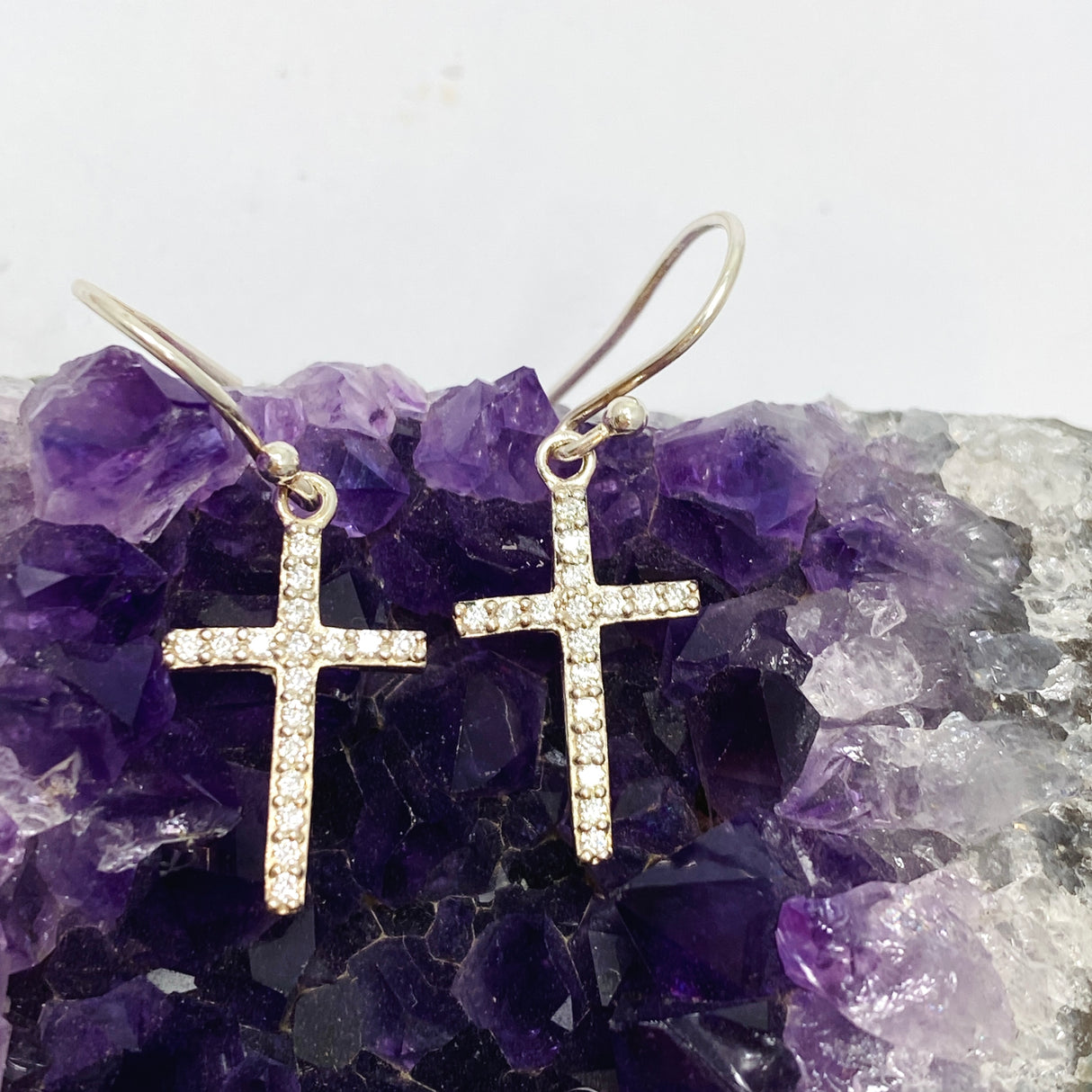 925 SS CZ Cross Earrings SE022