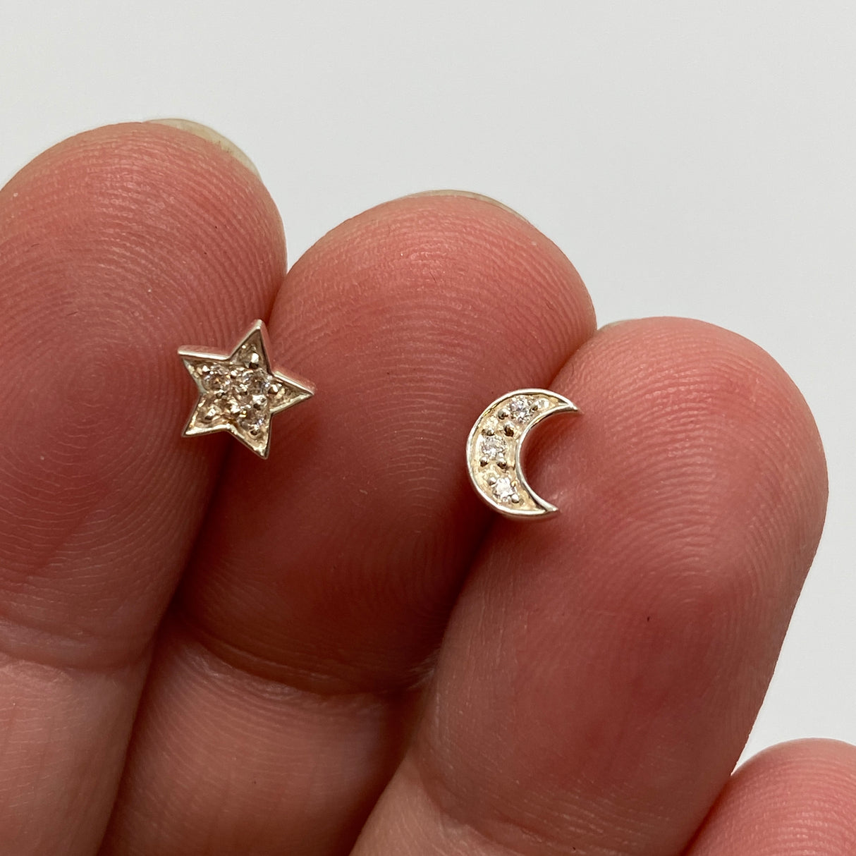 925 SS CZ Star Moon Studs 5mm SE1062