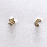 925 SS CZ Star Moon Studs 5mm SE1062