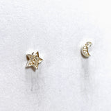 925 SS CZ Star Moon Studs 5mm SE1062