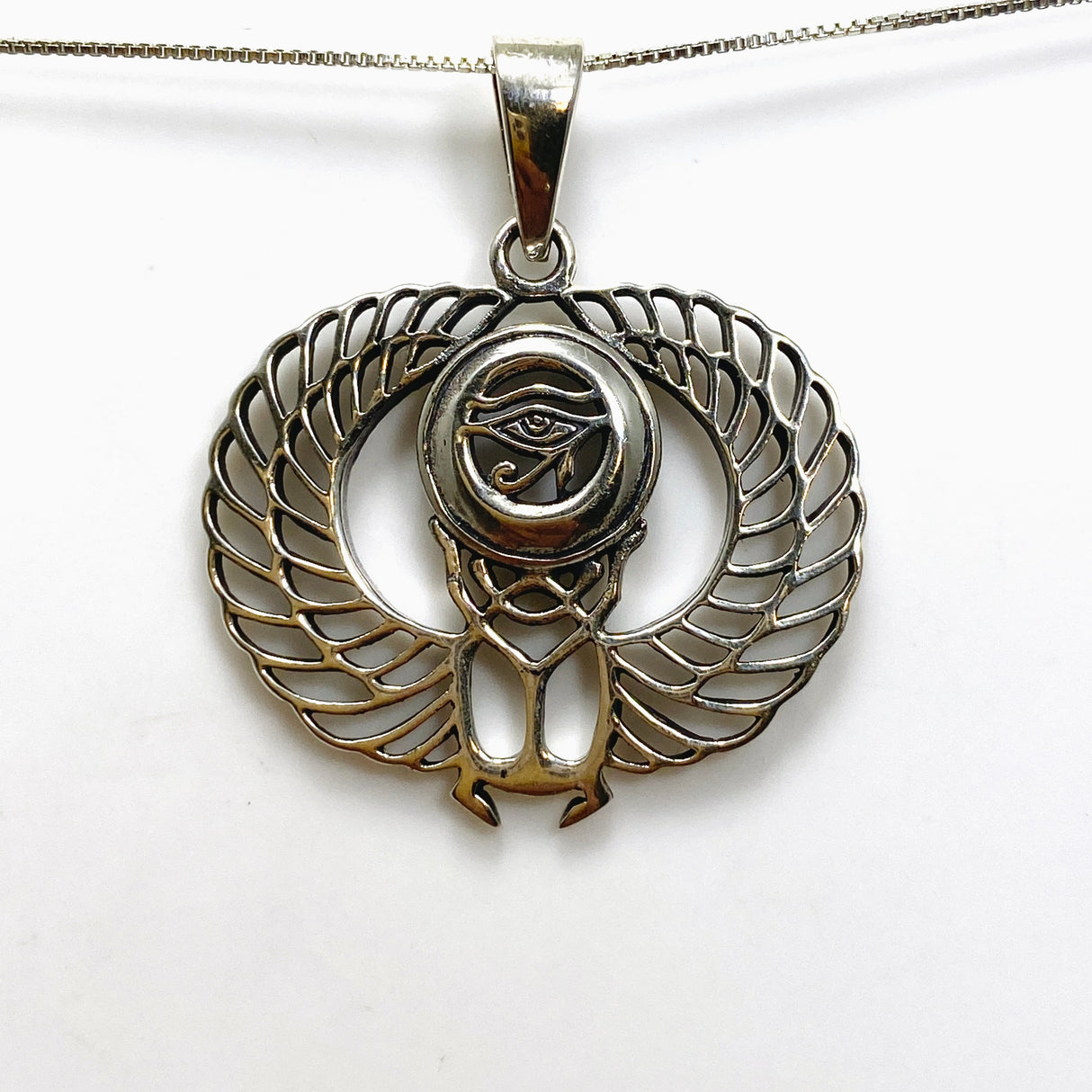 925 SS Eye of Horus Egyptian with Scarab Beetle Pendant SV50-739