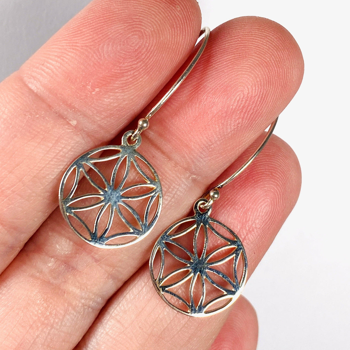 925 SS Flower of Life Marquee Earrings 15mm - Nature's Magick