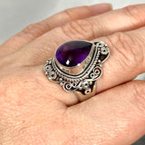 Boho Style Amethyst teardrop ring s.8 KRGJ2773