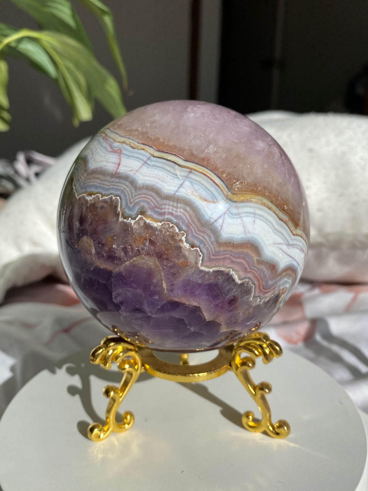 Amethyst & Banded Agate Crystal Sphere 983g AMAS-01 |