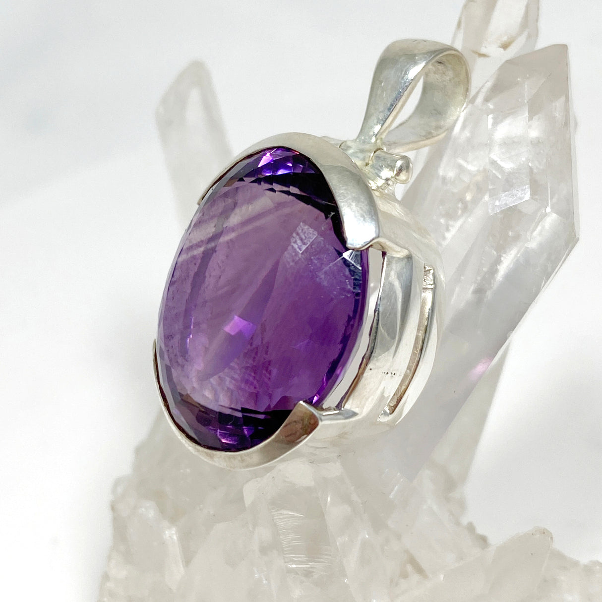 Amethyst Oval Faceted Pendant HPGJ-08