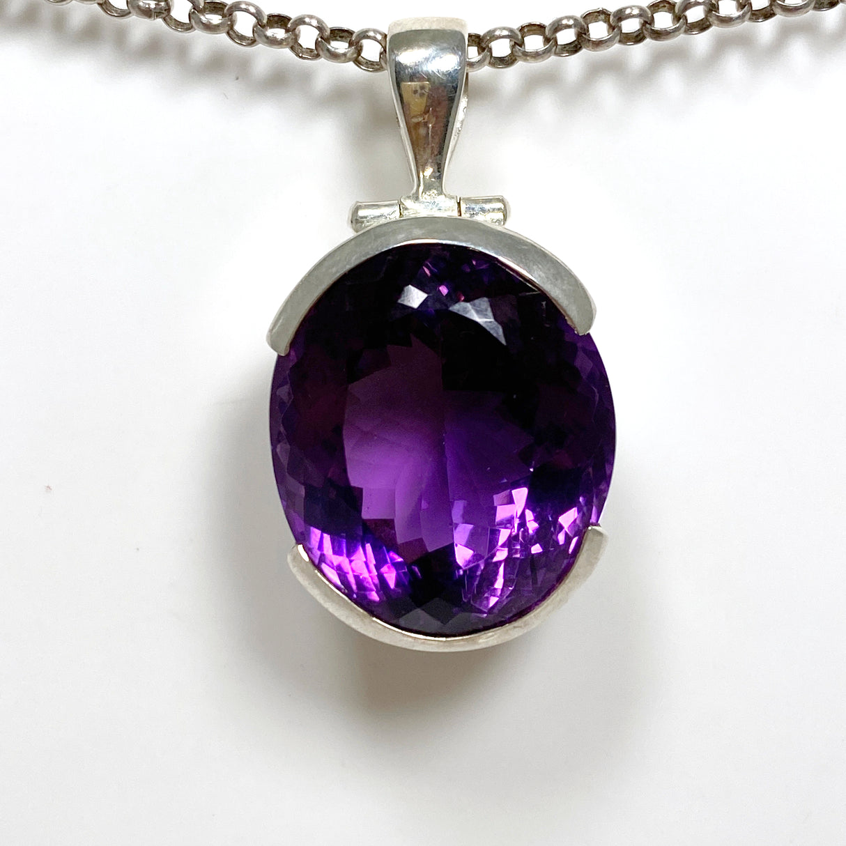 Amethyst Oval Faceted Pendant HPGJ-08