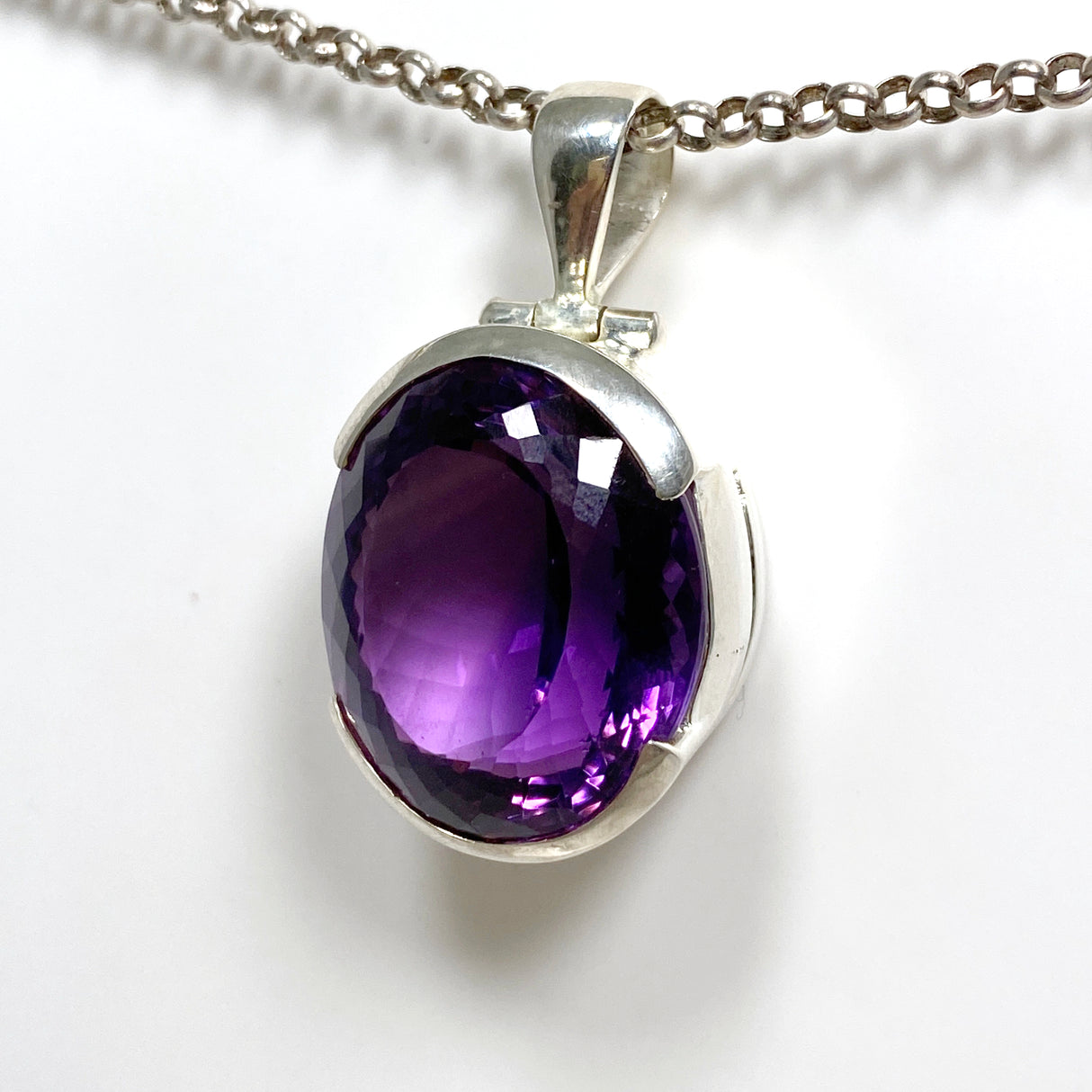 Amethyst Oval Faceted Pendant HPGJ-08