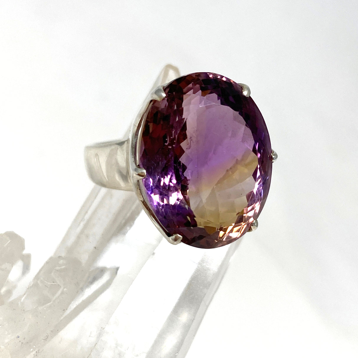 Ametrine Oval Faceted Ring Size 8.5 PRGJ487