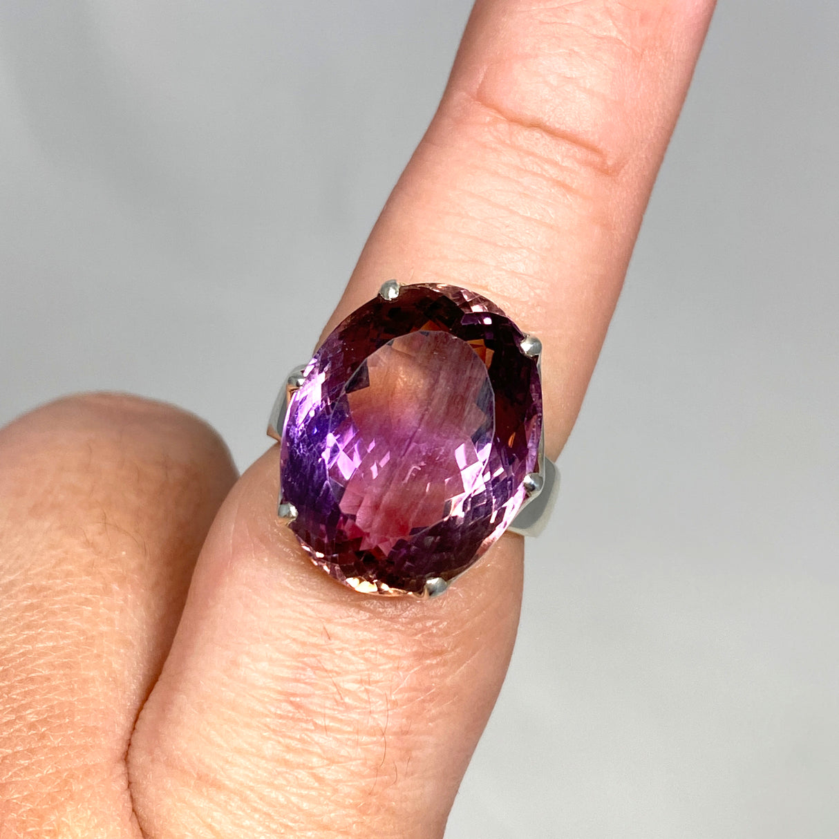 Ametrine Oval Faceted Ring Size 8.5 PRGJ487