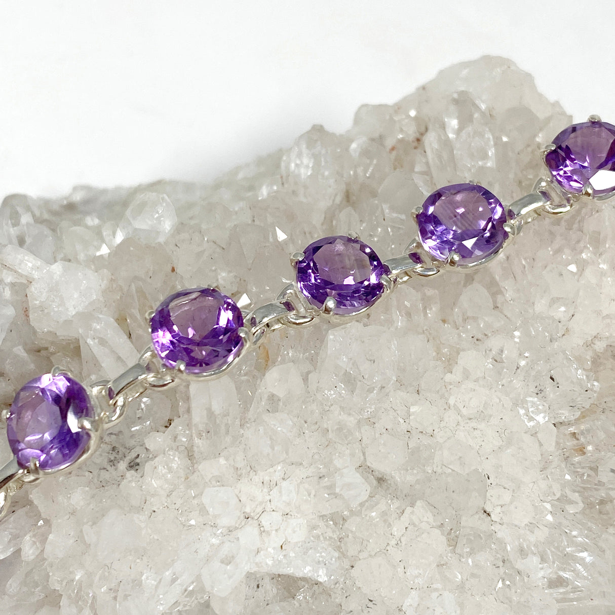 Amethyst Round Faceted Bracelet PBGJ001